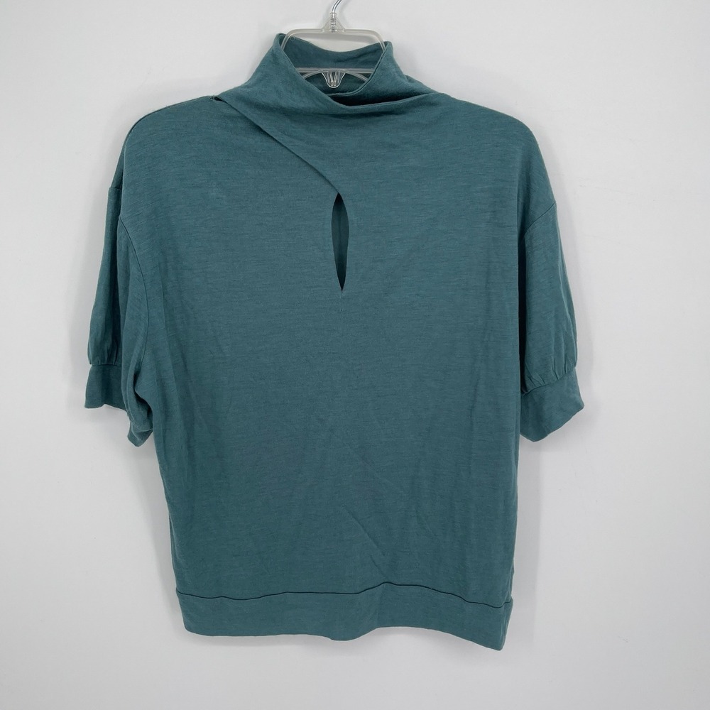 The Limited Women's Teal Keyhole Mock Neck Short Sleeve Knit Sweater Top Size L